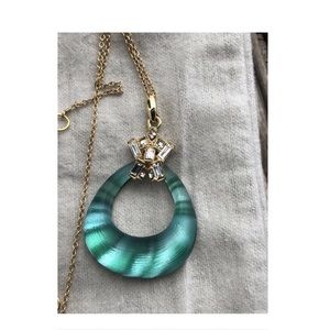 Alexis Bittar Turquoise Lucite & Crystal necklace
